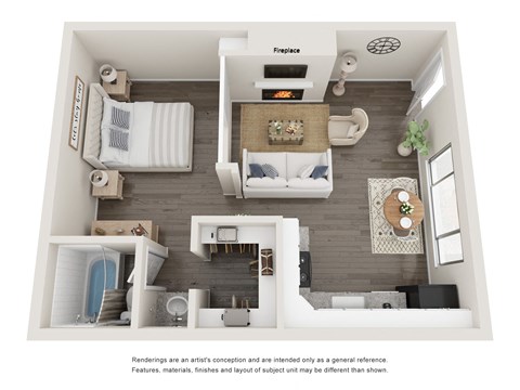 One Bedroom One Bathroom Junior Floorplans at Sky ISland Apartments